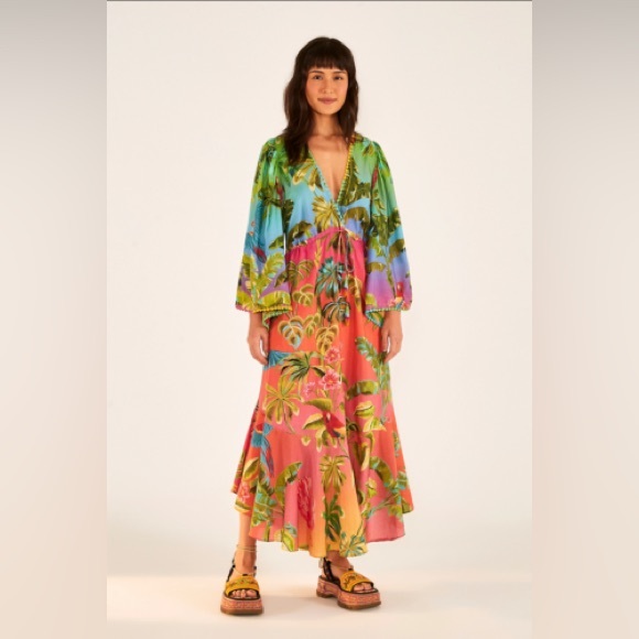 FARM RIO Ombre Forest Ruffle Tunic Dress - Picture 3 of 15